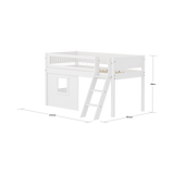 Spielbett 120 cm mit Baumhaus, Leiter und Absturzsicherung, 90x200 cm, Weiß