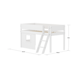 Mid-High Bed with Treehouse, Ladder and Safety Rail, 90x200, White