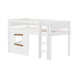 Spielbett 120 cm mit Baumhaus, Leiter und Absturzsicherung, 90x200 cm, Weiß