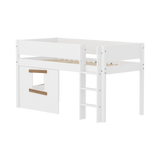 Mid-High Bed with Treehouse, 90x200 cm, White/Oak