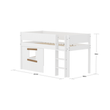 Mid-High Bed with Treehouse, 90x200 cm, White/Oak