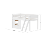 Spielbett 120 cm mit Baumhaus, Leiter und Absturzsicherung, 90x200 cm, Weiß/Eiche
