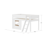 Mid-High Bed with Treehouse, Ladder and Safety Rail, 90x200, White/Oak