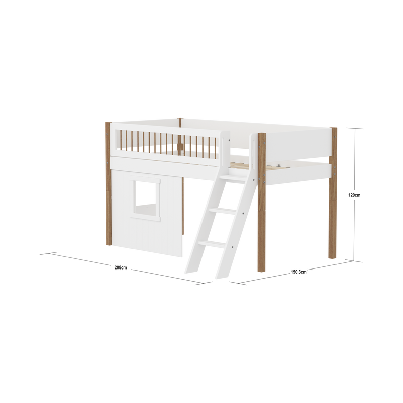 Mid-high bed w. sl. ladder & Treehouse Bed Fronts