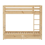 High Bunk Bed with Storage, 90x200 cm, Pine