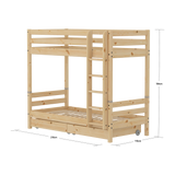 High Bunk Bed with Storage, 90x200 cm, Pine