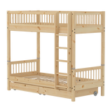 High Bunk Bed with Storage, 90x200 cm, Pine