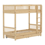 High Bunk Bed with Storage, 90x200 cm, Pine