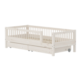 FLEXA Single Bed with Safety Rails and Storage, 90x200 cm, White