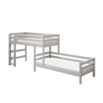 Bunk Bed 143 cm with Ladder and Safety Rail, 90x200 cm, Grey BUNKBED 200 flexa-com.myshopify.com