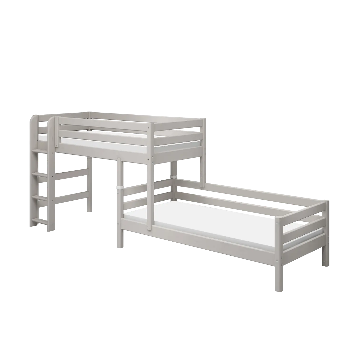 Bunk Bed 143 cm with Ladder and Safety Rail, 90x200 cm, Grey BUNKBED 200 flexa-com.myshopify.com