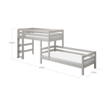 Bunk Bed 143 cm with Ladder and Safety Rail, 90x200 cm, Grey BUNKBED 200 flexa-com.myshopify.com