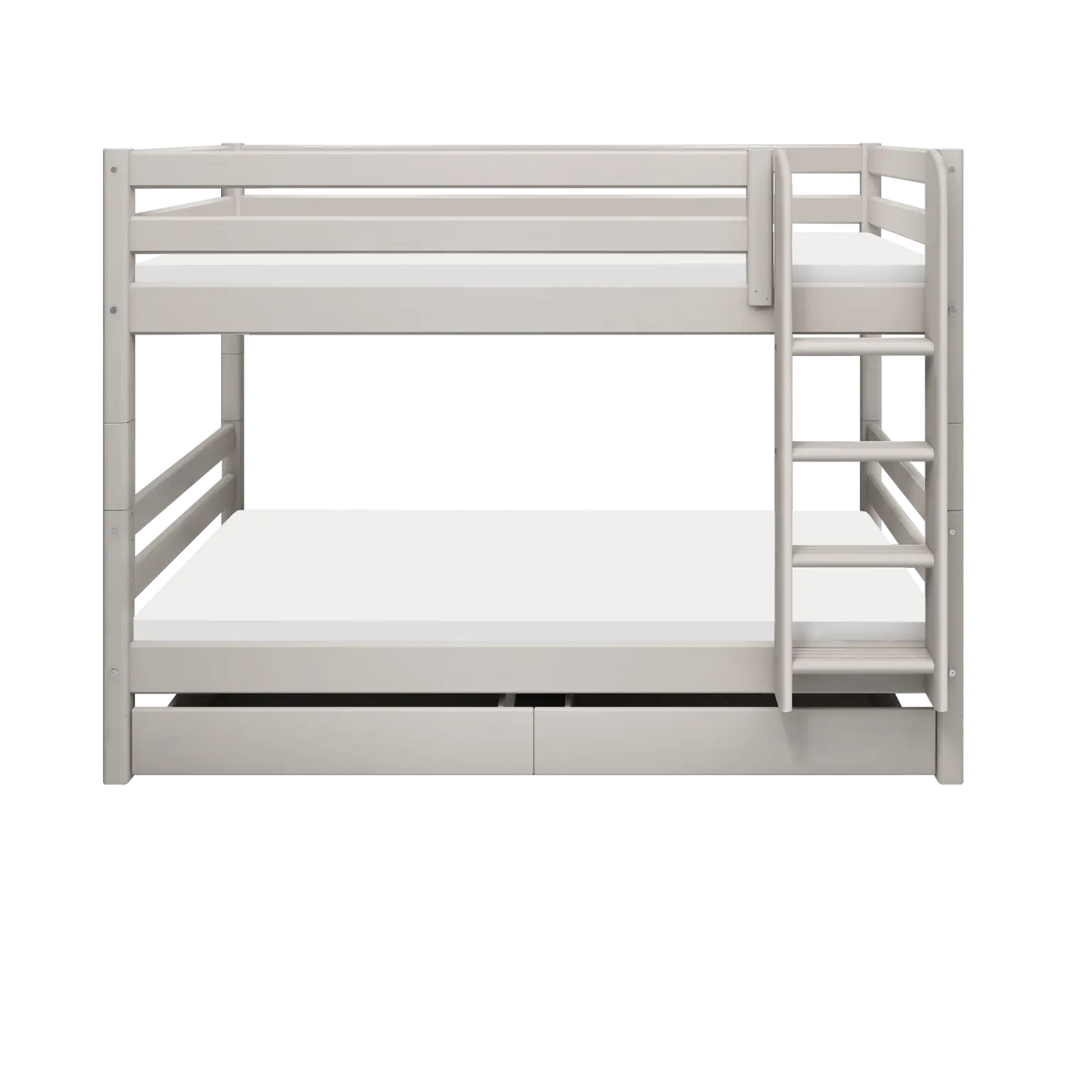 Bunk Bed 154 cm with Pull-out Drawer, Ladder and Safety Rail, 90x200 cm, Grey BUNKBED 200 flexa-com.myshopify.com