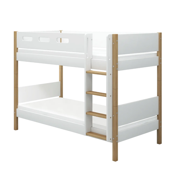 Bunk Bed 154 cm with Straight Ladder and Safety Rail, 90x200 cm, White/Oak BUNKBED 200 flexa-com.myshopify.com
