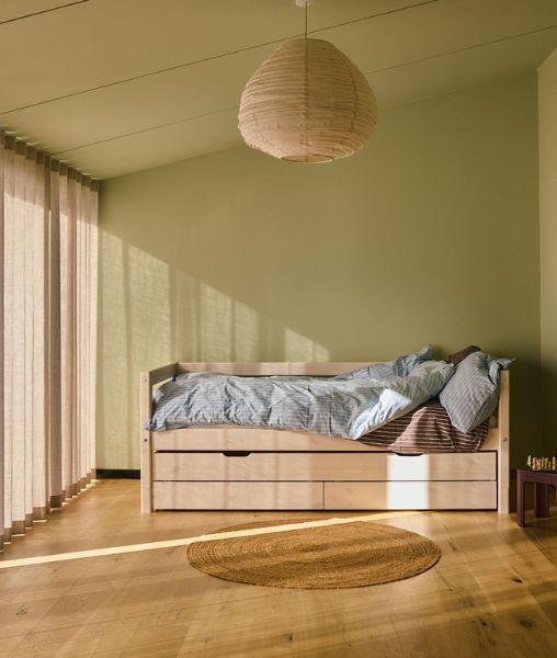 High Bed 184 cm with Ladder and Safety Rail, 90x200 cm, White – FLEXA