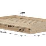 GROW Doppelbett mit Regal, 120x200 cm, Kiefernholz