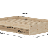 Double Bed with Shelf, 140x200 cm, Pine