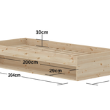 GROW Einzelbett mit Regal, 90x200 cm, Kiefernholz