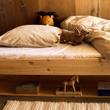 Double Bed with Shelf, 120x200 cm, Pine