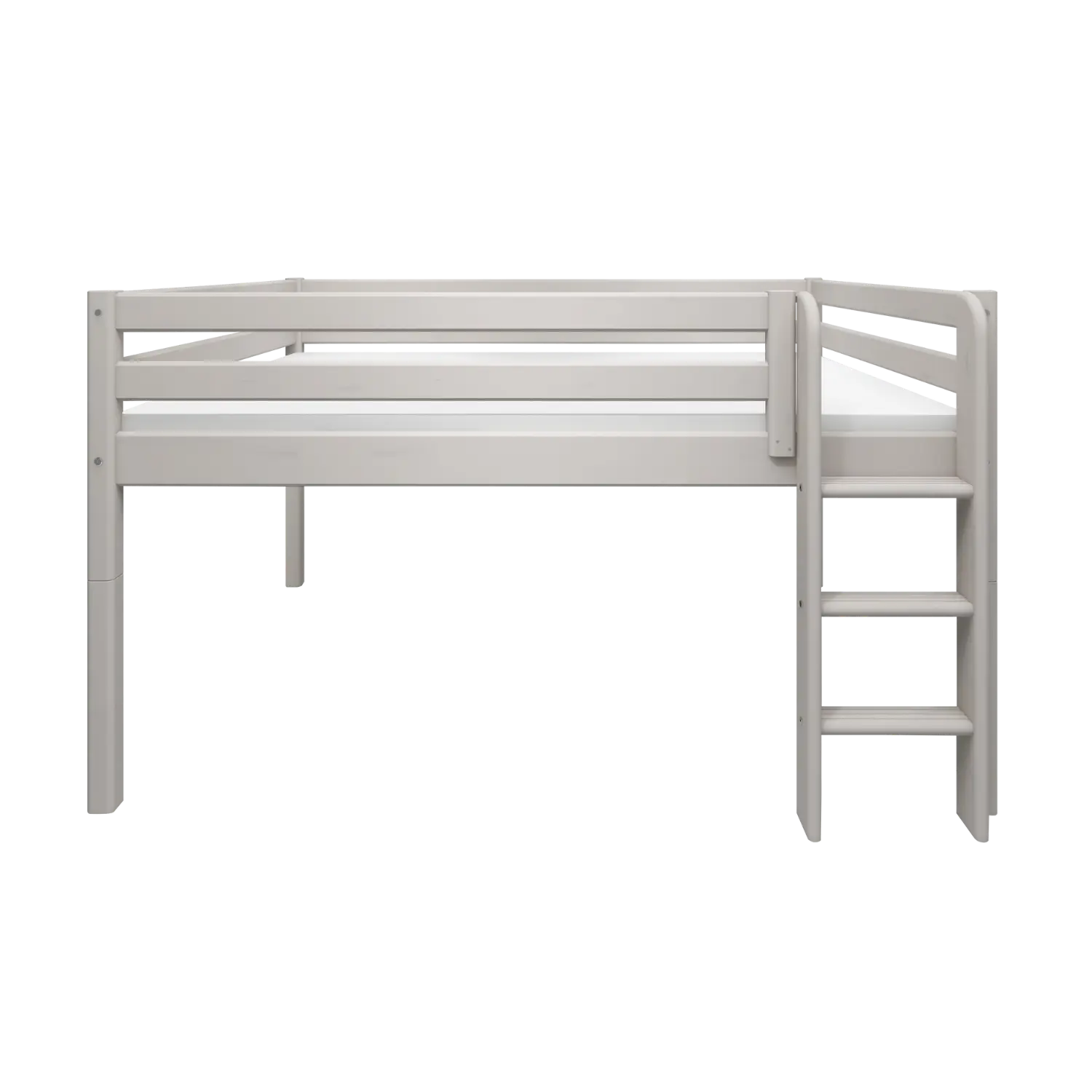 High Bed 120 cm with Ladder and Safety Rail, 140x200 cm, Grey MID_HIGH-BED 200 flexa-com.myshopify.com