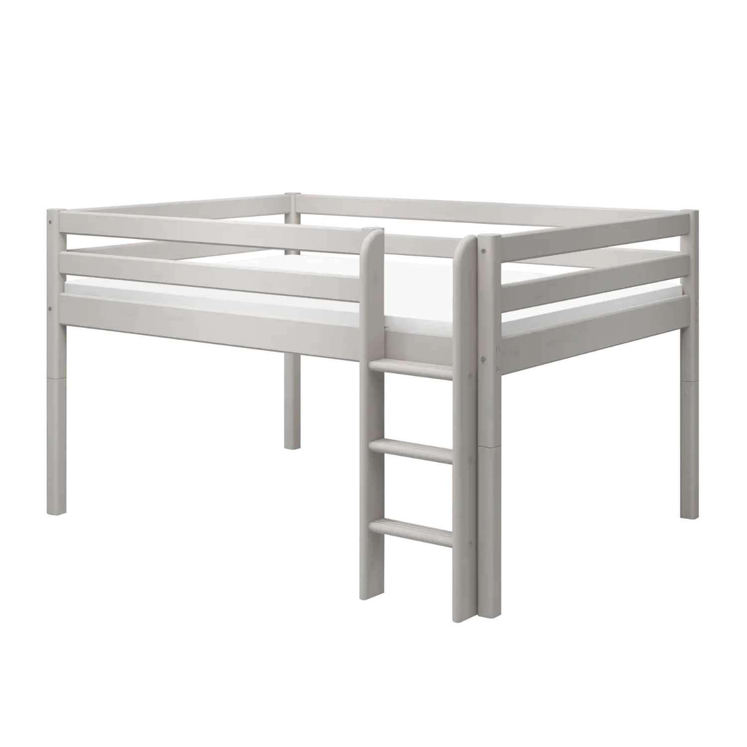 High Bed 120 cm with Ladder and Safety Rail, 140x200 cm, Grey MID_HIGH-BED 200 flexa-com.myshopify.com