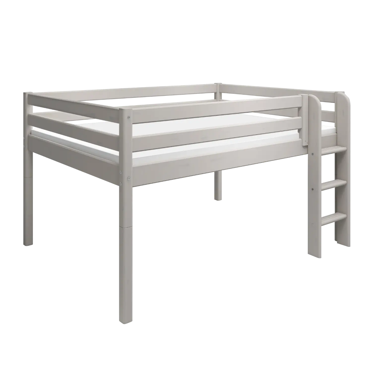 High Bed 120 cm with Ladder and Safety Rail, 140x200 cm, Grey MID_HIGH-BED 200 flexa-com.myshopify.com