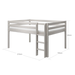 High Bed 120 cm with Ladder and Safety Rail, 140x200 cm, Grey MID_HIGH-BED 200 flexa-com.myshopify.com