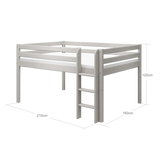 High Bed 120 cm with Ladder and Safety Rail, 140x200 cm, Grey MID_HIGH-BED 200 flexa-com.myshopify.com