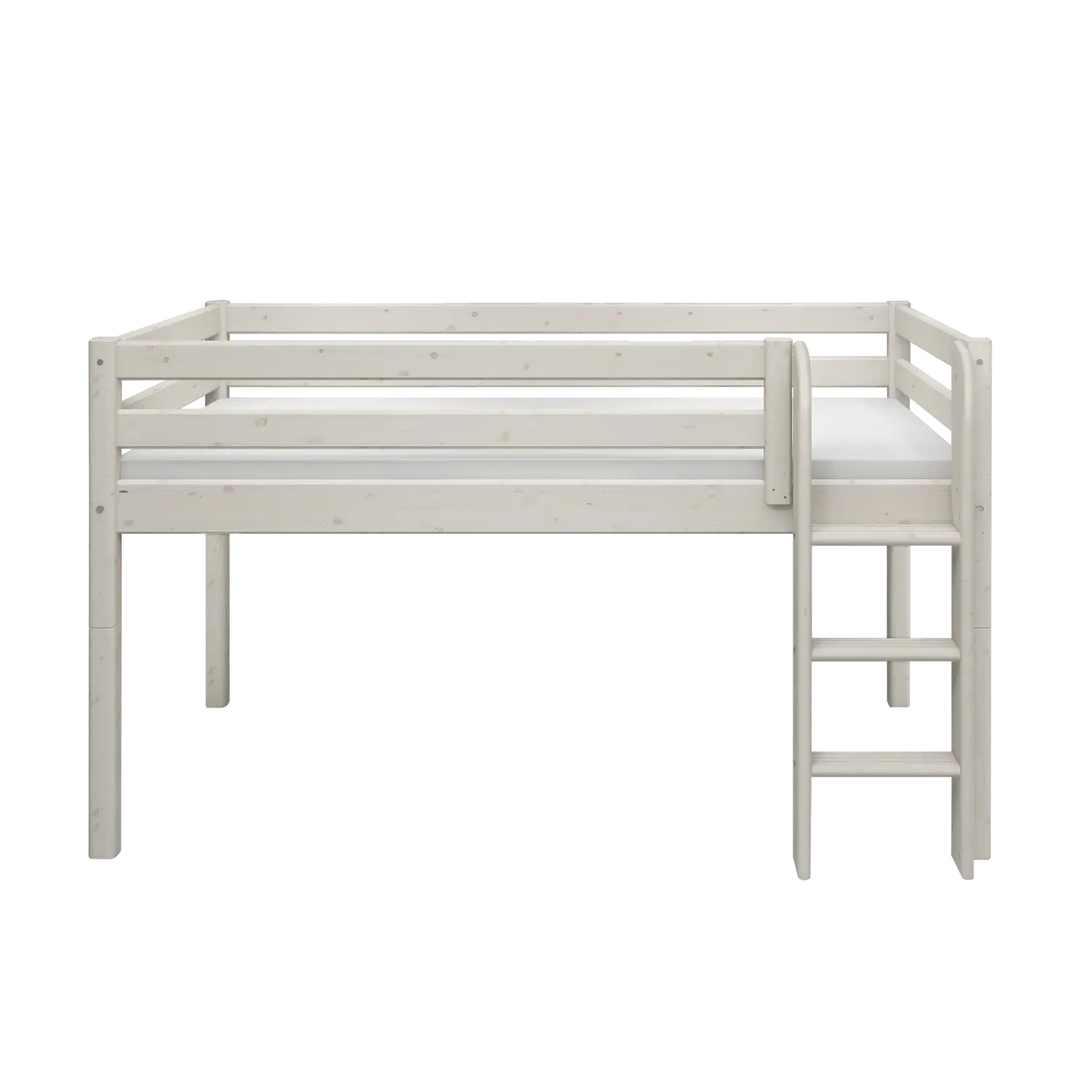 High Bed 120 cm with Ladder and Safety Rail, 90x200 cm, Grey MID_HIGH-BED 200 flexa-com.myshopify.com