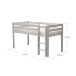 High Bed 120 cm with Ladder and Safety Rail, 90x200 cm, Grey MID_HIGH-BED 200 flexa-com.myshopify.com
