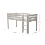 High Bed 120 cm with Ladder and Safety Rail, 90x200 cm, Grey MID_HIGH-BED 200 flexa-com.myshopify.com