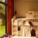 High Bed 120 cm with Ladder and Safety Rail, 90x200 cm, White/Oak MID_HIGH-BED 90X200 flexa-com.myshopify.com