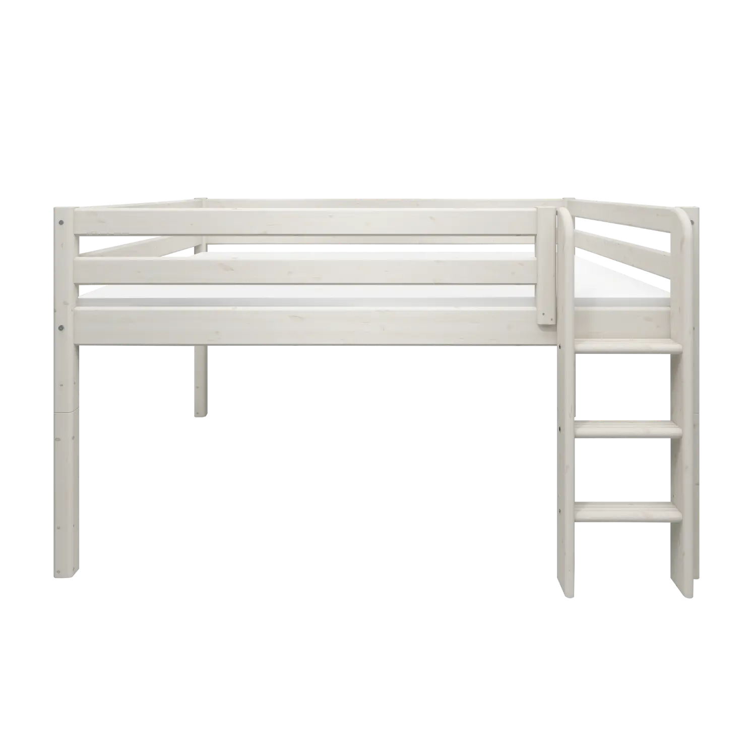 High Bed 120 cm with Safety Rail and Ladder, 140x200 cm, White MID_HIGH-BED 200 flexa-com.myshopify.com