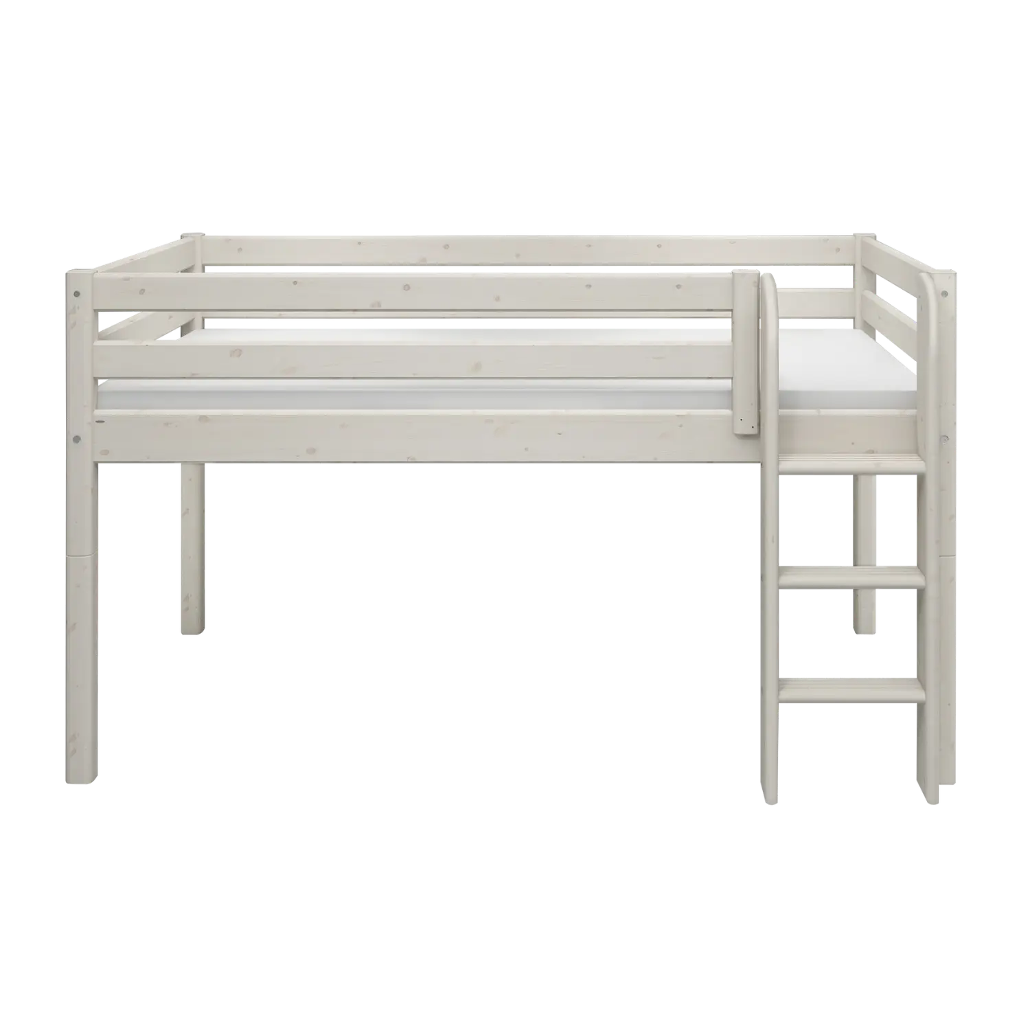 High Bed 120 cm with Safety Rail and Ladder, 90x200 cm, White MID_HIGH-BED 200 flexa-com.myshopify.com