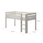 High Bed 120 cm with Safety Rail and Ladder, 90x200 cm, White MID_HIGH-BED 200 flexa-com.myshopify.com