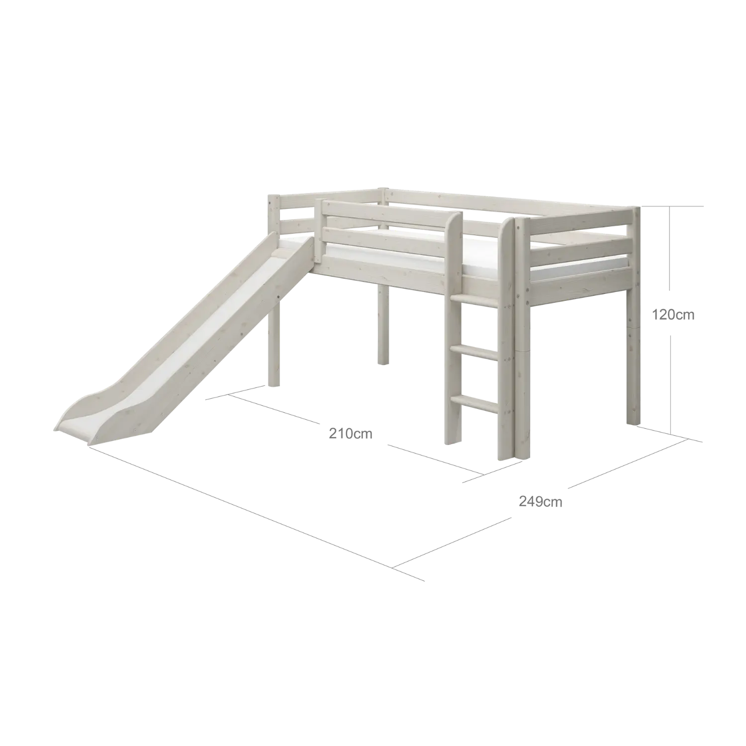 High Bed 120 cm with Slide and Ladder, 90x200 cm, White MID_HIGH-BED 200 flexa-com.myshopify.com