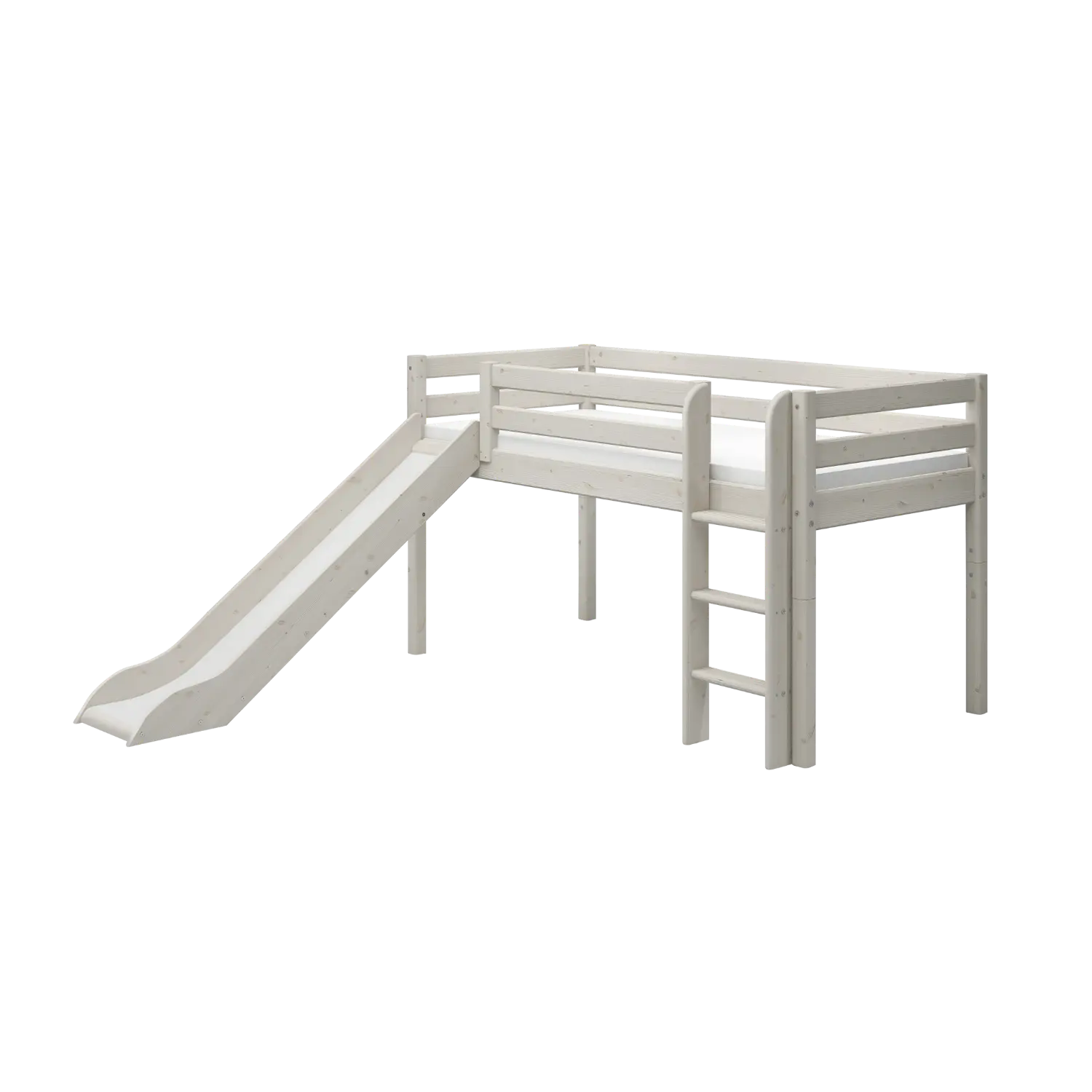 High Bed 120 cm with Slide and Ladder, 90x200 cm, White MID_HIGH-BED 200 flexa-com.myshopify.com