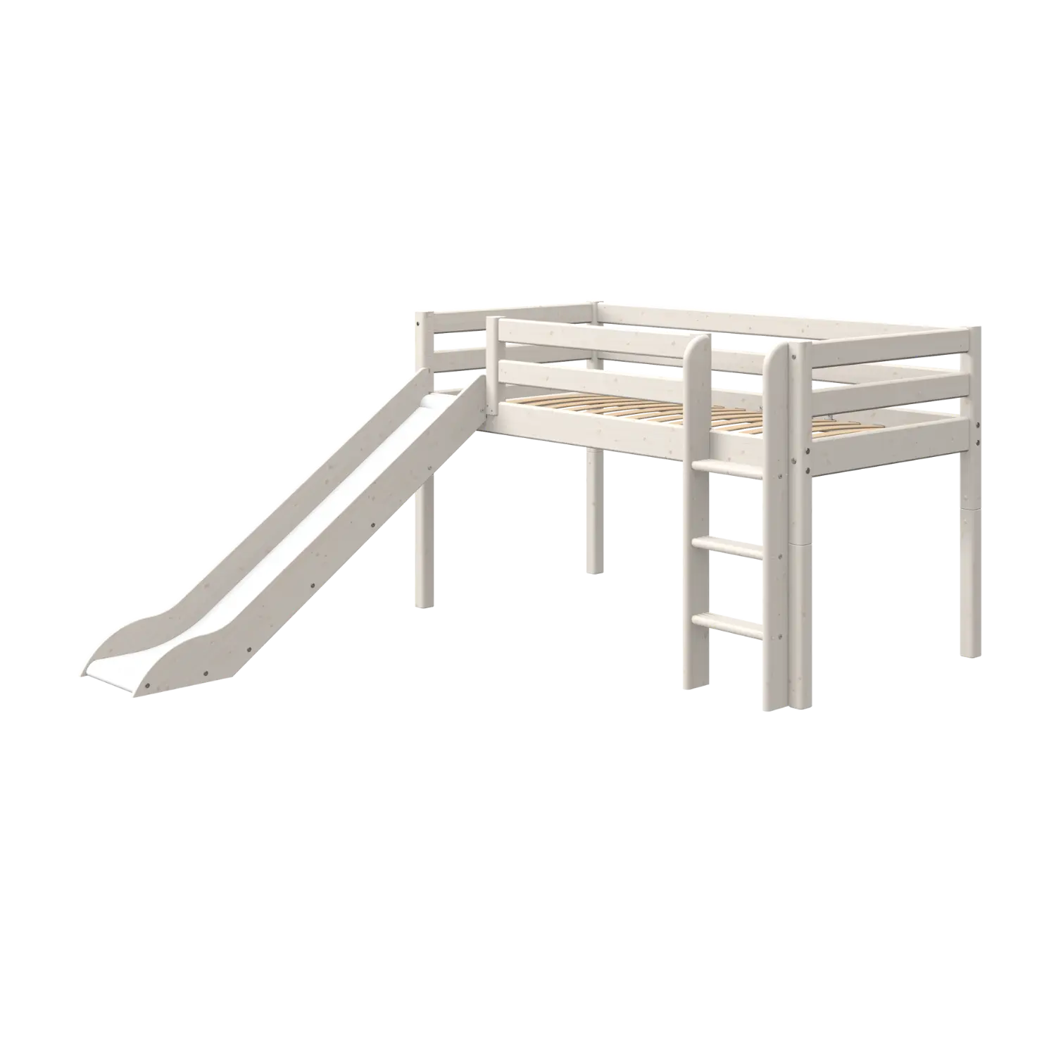 High Bed 120 cm with Slide and Ladder, 90x200 cm, White MID_HIGH-BED 200 flexa-com.myshopify.com