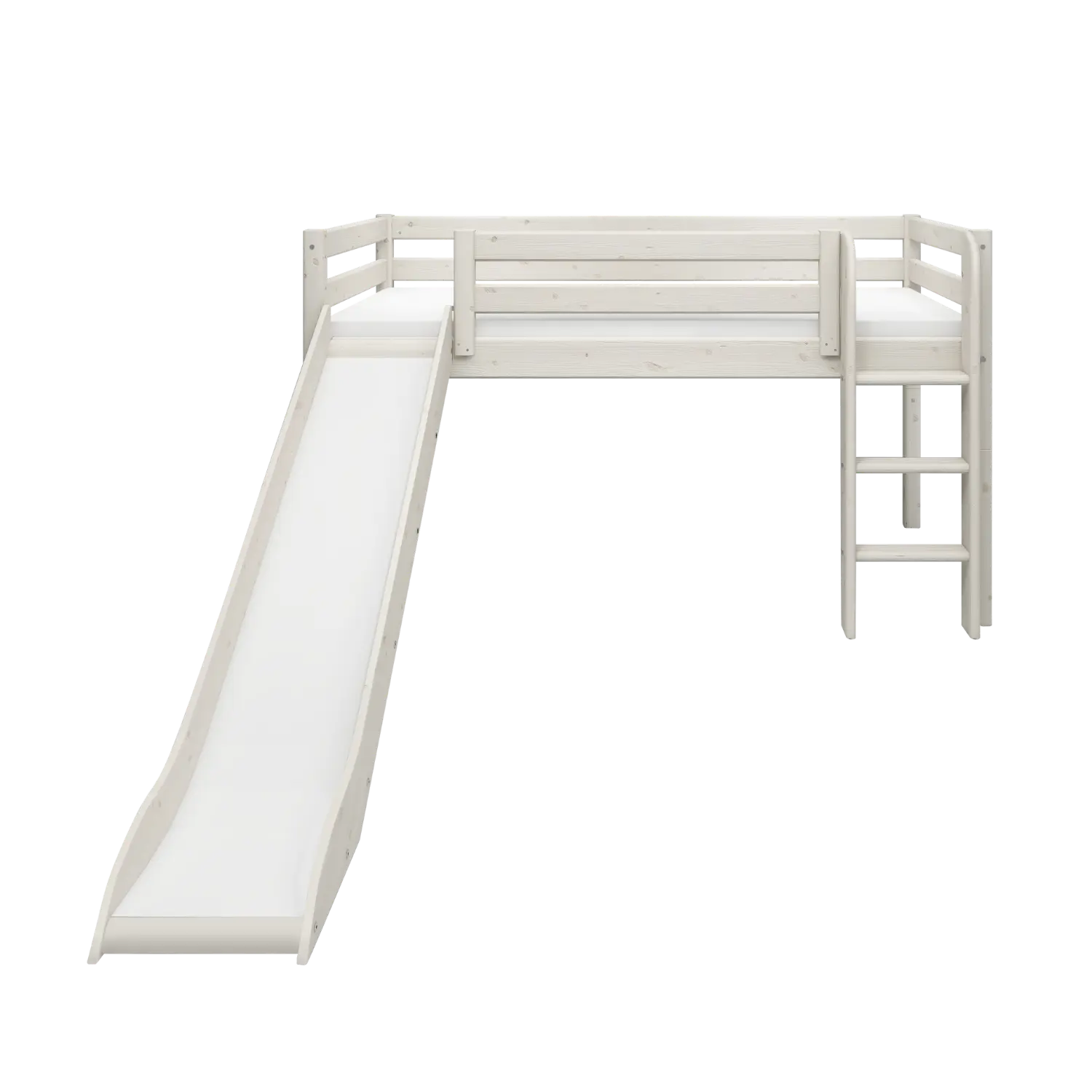 High Bed 120 cm with Slide and Ladder, 90x200 cm, White MID_HIGH-BED 200 flexa-com.myshopify.com
