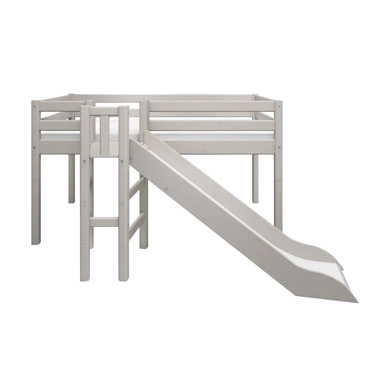 High Bed 120 cm with Slide and Safety Rail, 90x200 cm, Grey MID_HIGH-BED 200 flexa-com.myshopify.com
