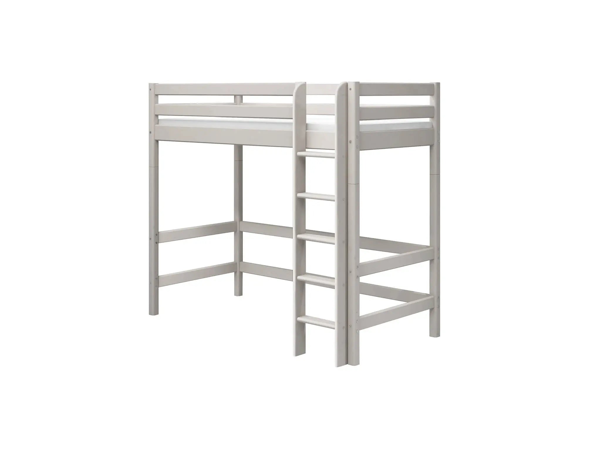 High Bed with Straight Ladder, 90x190 cm, Grey HIGH BED 190 flexa-com.myshopify.com