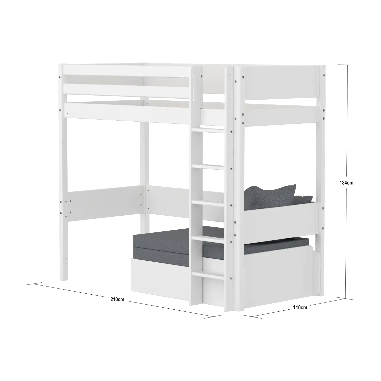 High bed with straight ladder, 90x200 cm, White HIGHBED _badge_bestseller flexa-com.myshopify.com