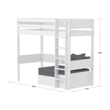 High bed with straight ladder, 90x200 cm, White flexa-com.myshopify.com  CASABED