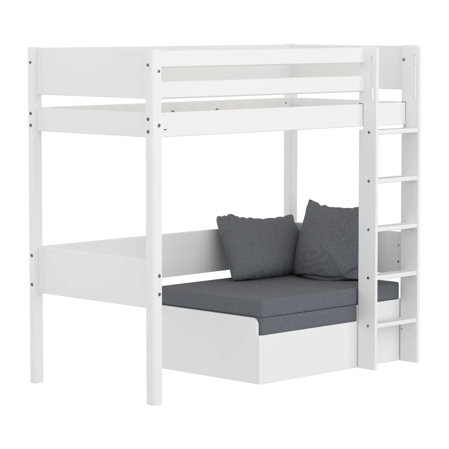 High bed with straight ladder, 90x200 cm, White flexa-com.myshopify.com  CASABED