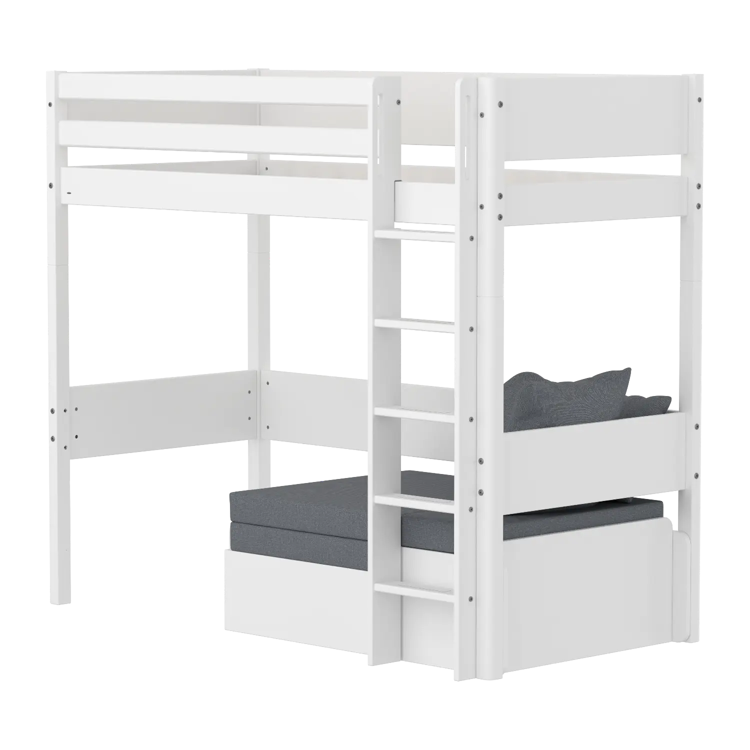 High bed with straight ladder, 90x200 cm, White flexa-com.myshopify.com  CASABED