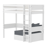 High bed with straight ladder, 90x200 cm, White flexa-com.myshopify.com  CASABED