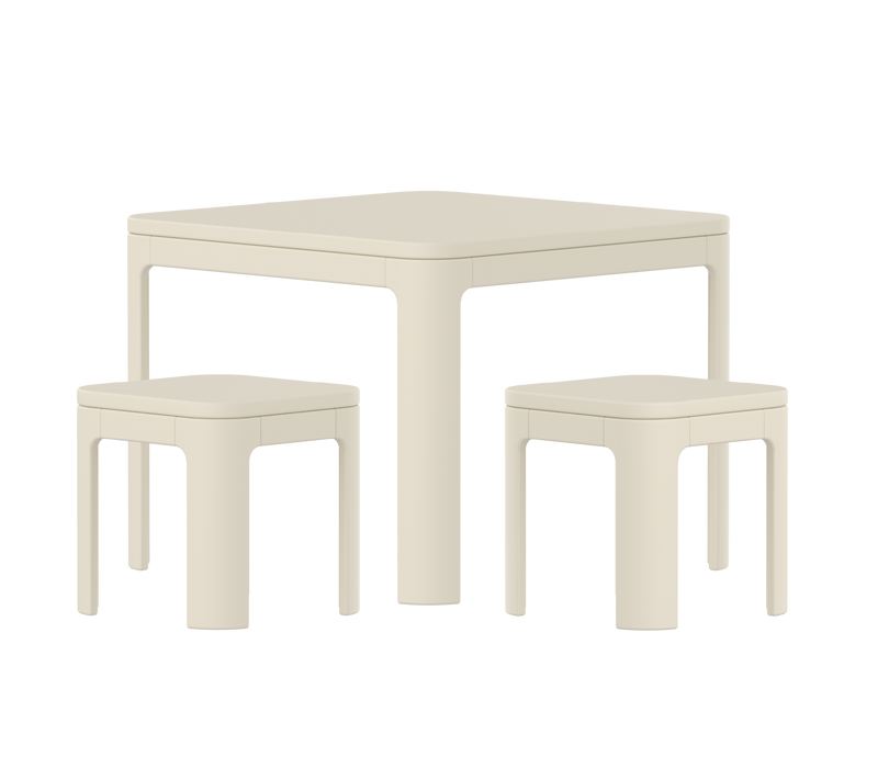 NOVA Table de Jeu & Tabouret, Cream