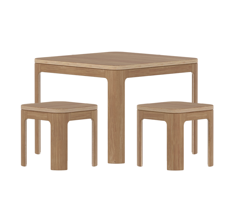 NOVA Table de Jeu & Tabouret, Chêne