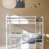 High bed with sofa, desk and mattress, 90x200 cm