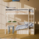 Hoogslaper met bank, bureau en matras, 90x200 cm